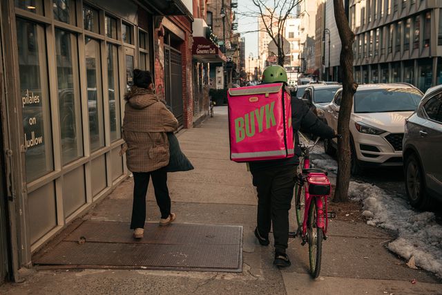 A Buyk delivery worker seen on the LES.